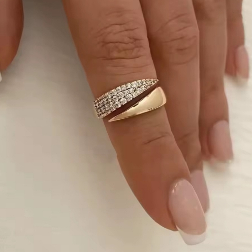 18k Gold Plated Elegant And Natural Stone Ring New One Size